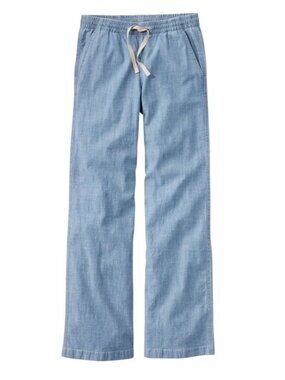 L.L.Bean Womens Lakewashed Pull-On Chinos Light Blue Size 12 Reg Cotton Blend